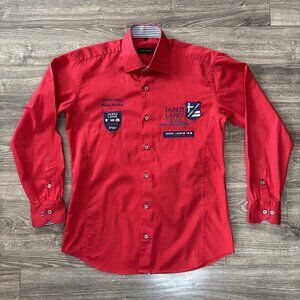 Jared Lang Yacht Club Womens M Special Edition Button Down Shirt Red Yacht Patch